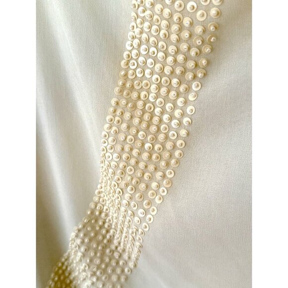 Narcisa Lang Women Ivory Sleeveless Blouse S Sequin - Picture 5 of 11